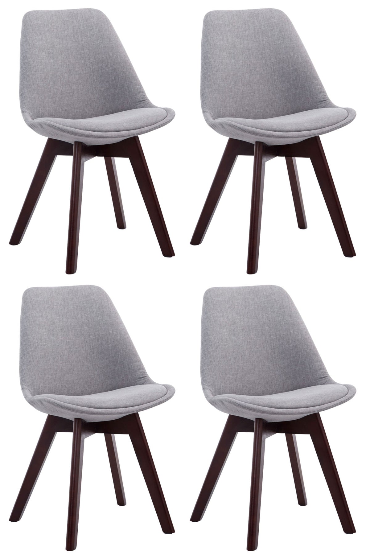 4er Set Besucherstühle Borneo V2 Walnuss Stoff - grau