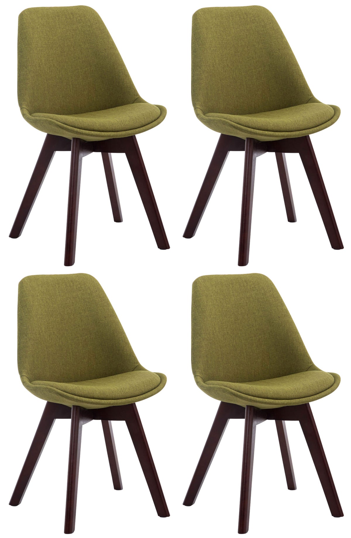 4er Set Besucherst�hle Borneo V2 Walnuss Stoff - gr�n