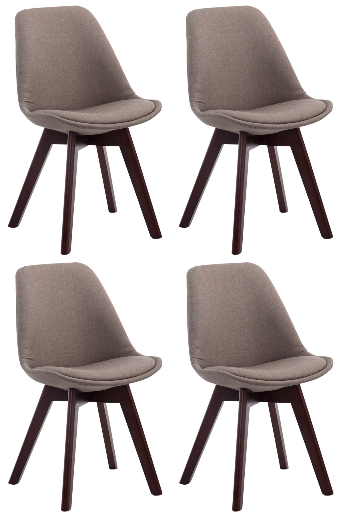 4er Set Besucherst�hle Borneo V2 Walnuss Stoff - taupe