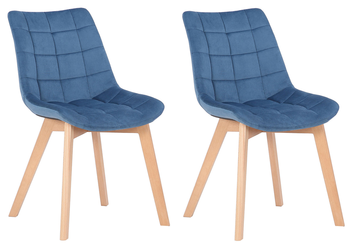 2er Set Esszimmerstühle Passaic Samt - blau