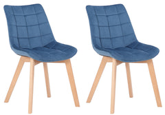 2er Set Esszimmerstühle Passaic Samt - blau