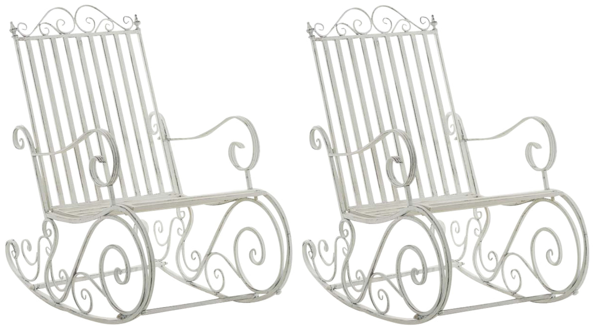2er Set Schaukelstühle Smilla - antik weiß