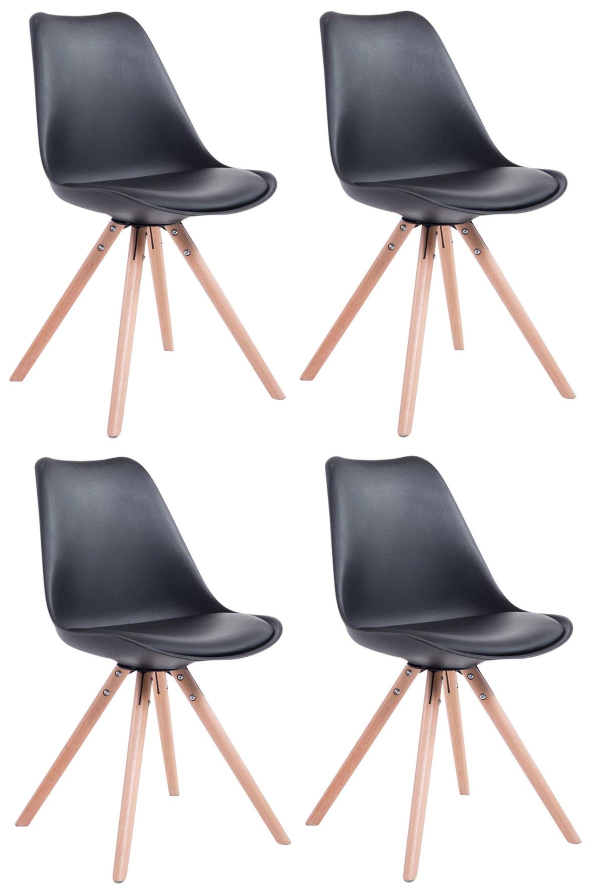4er Set St�hle Toulouse Kunstleder Rund natura - schwarz