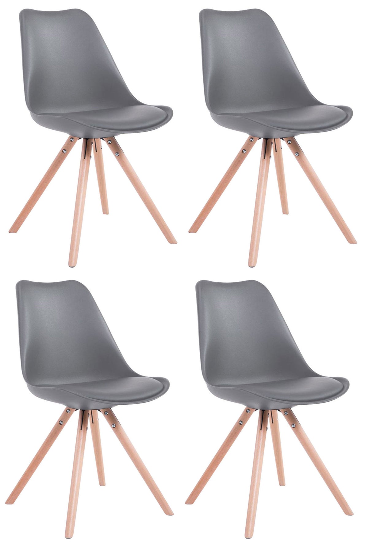 4er Set St�hle Toulouse Kunstleder Rund natura - grau