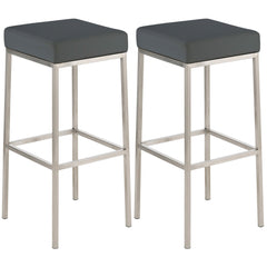 2er Set Barhocker Montreal 85 Kunstleder edelstahl - grau