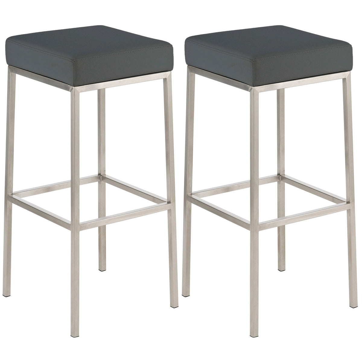 2er Set Barhocker Montreal 80 Kunstleder edelstahl - grau