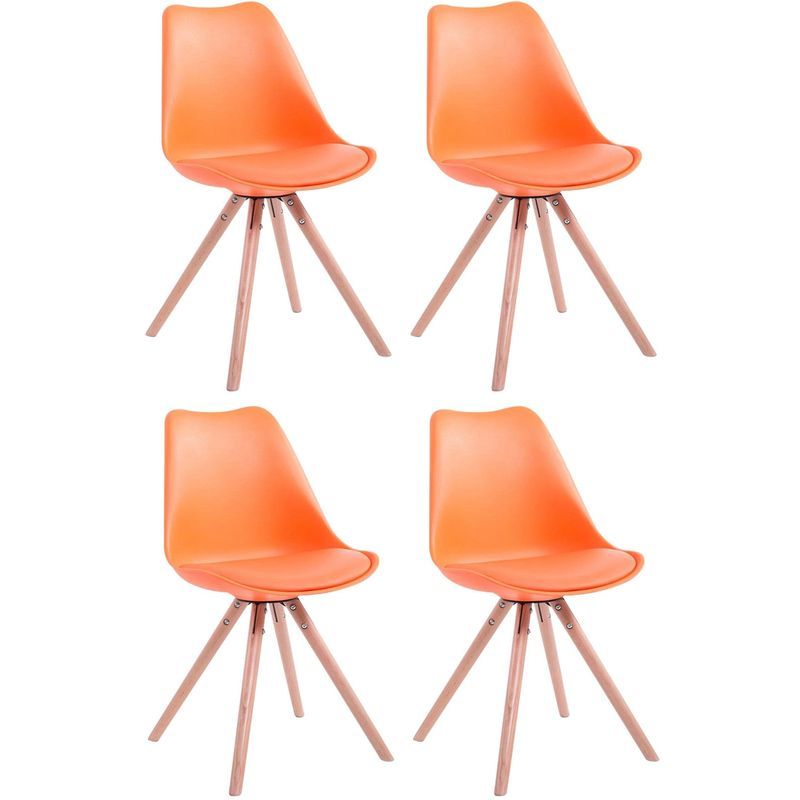 4er Set Stühle Toulouse Kunstleder Rund natura - orange
