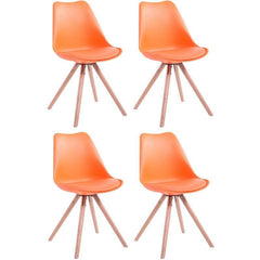 4er Set Stühle Toulouse Kunstleder Rund natura - orange
