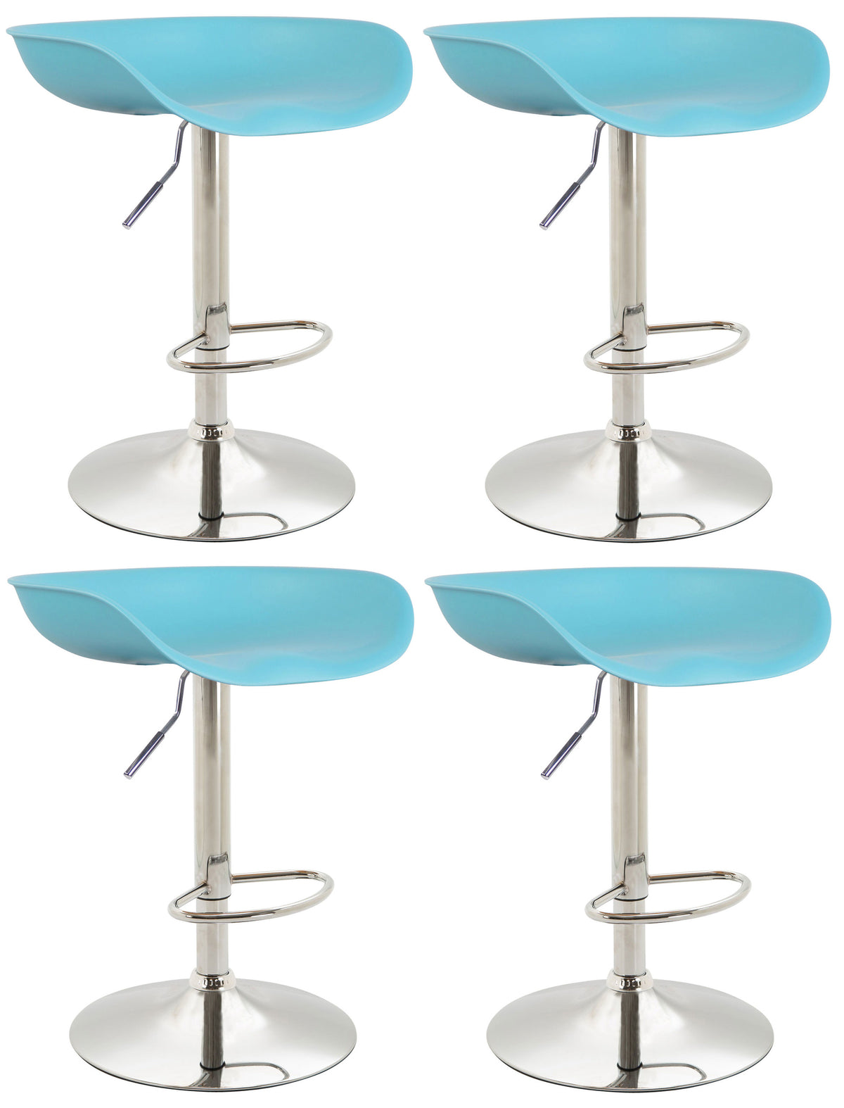 4er Set Barhocker Anaheim Kunststoff chrom - blau