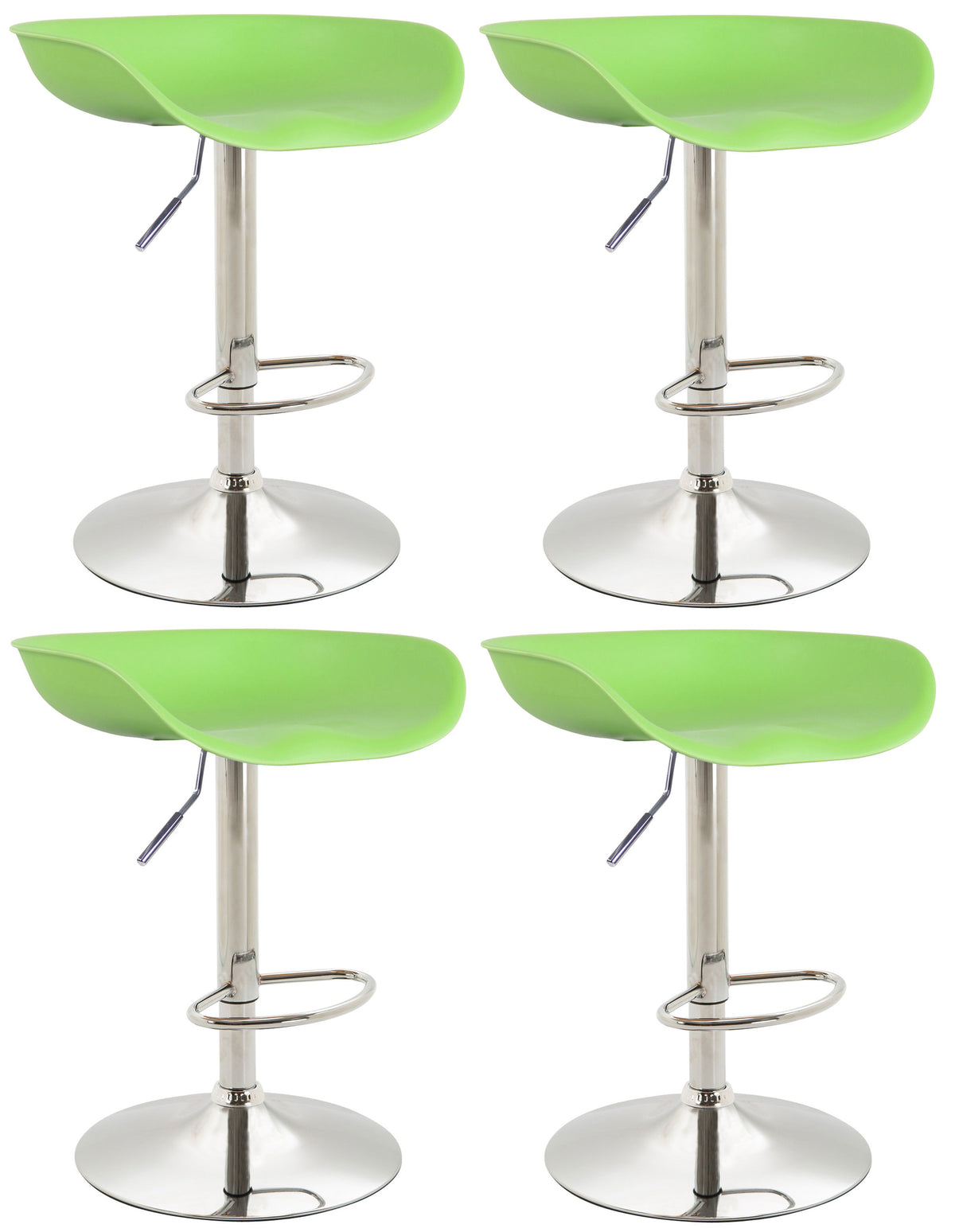 4er Set Barhocker Anaheim Kunststoff chrom - gr�n