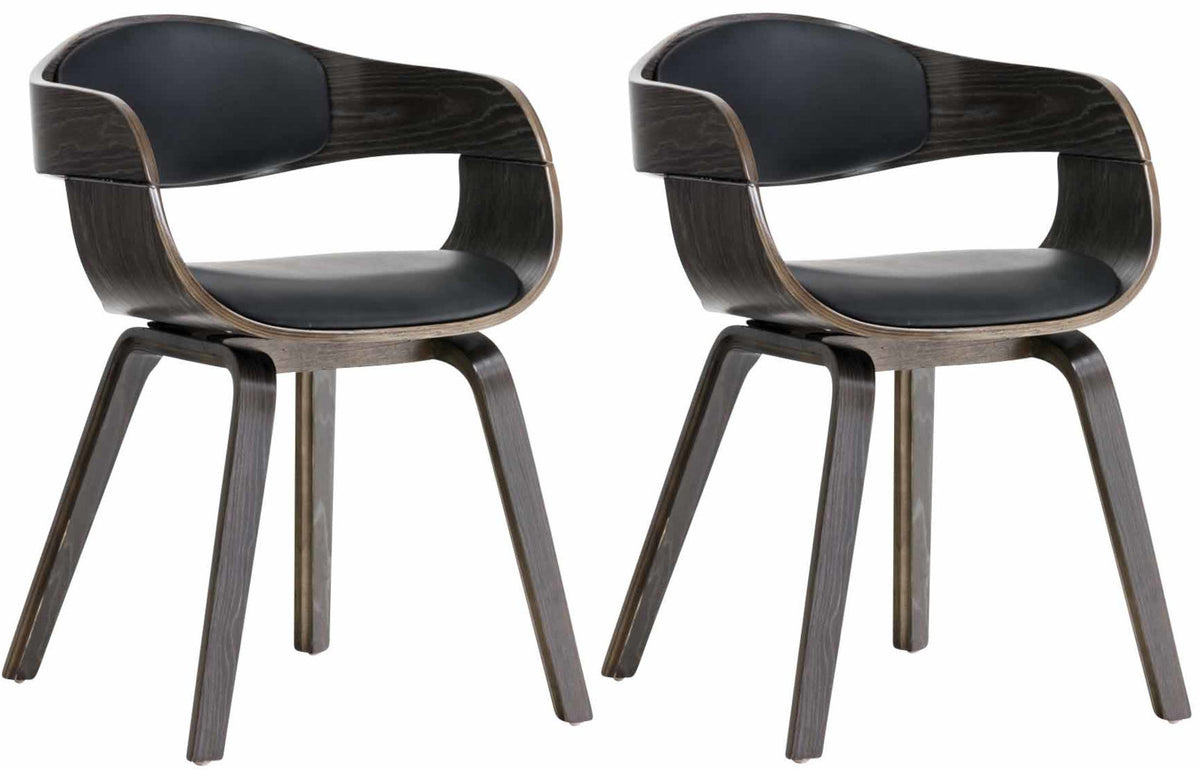 2er Set Stühle Kingston Kunstleder - schwarz/grau
