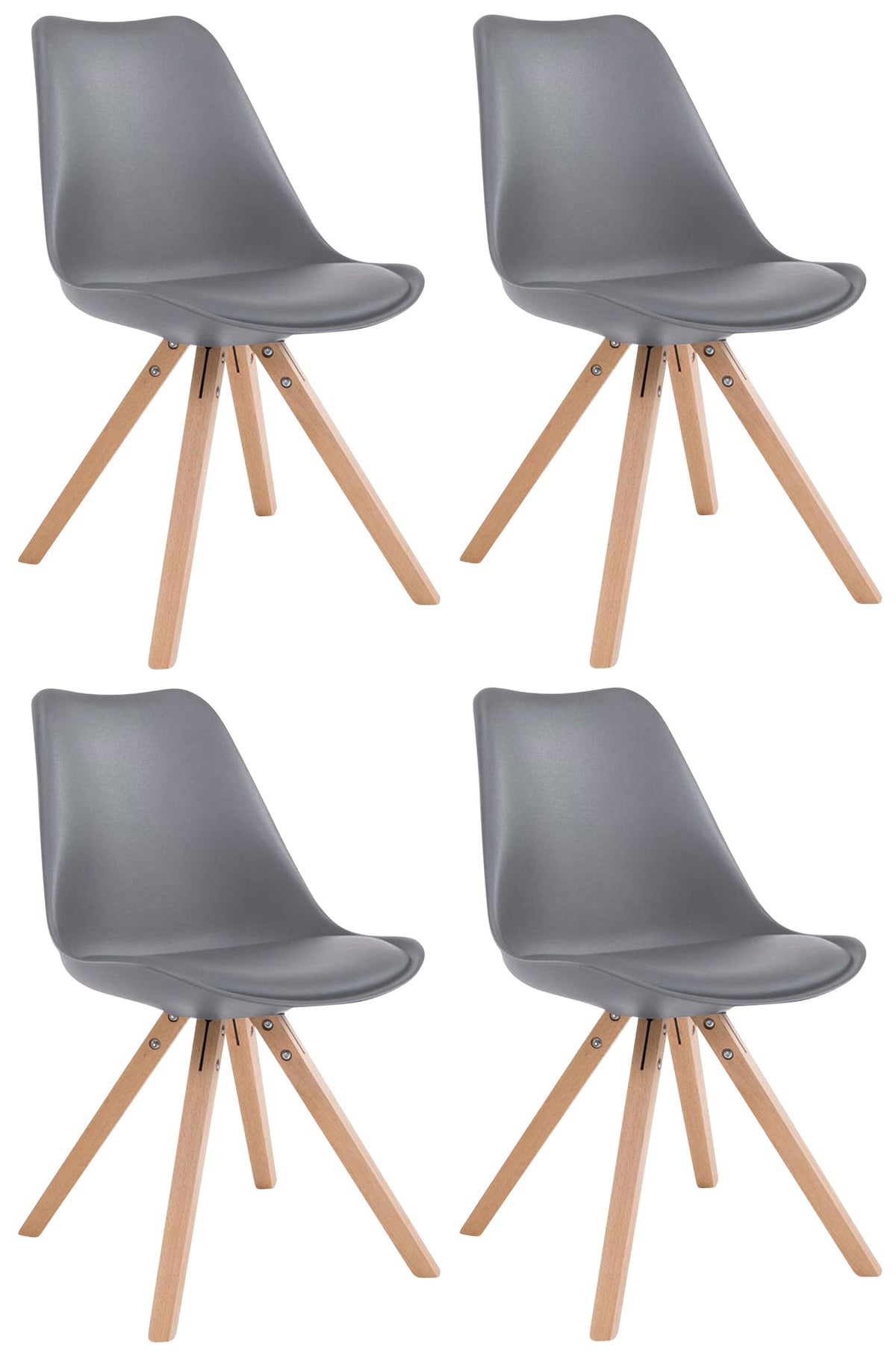 4er Set St�hle Toulouse Kunstleder Natura Square - grau