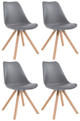 4er Set St�hle Toulouse Kunstleder Natura Square - grau