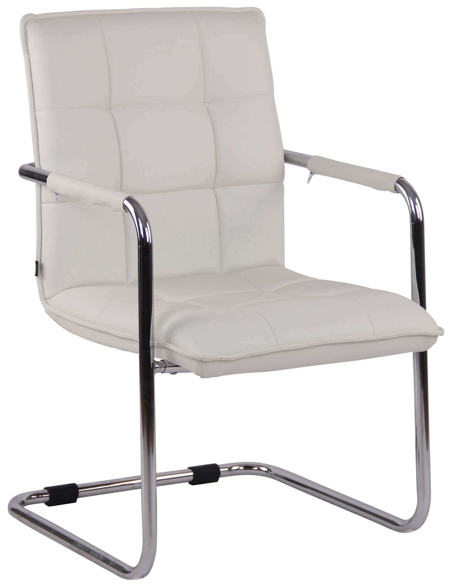 Set di 2 sedie Gandia in ecopelle bianca con struttura cromata, eleganti e moderne per ogni ambiente.