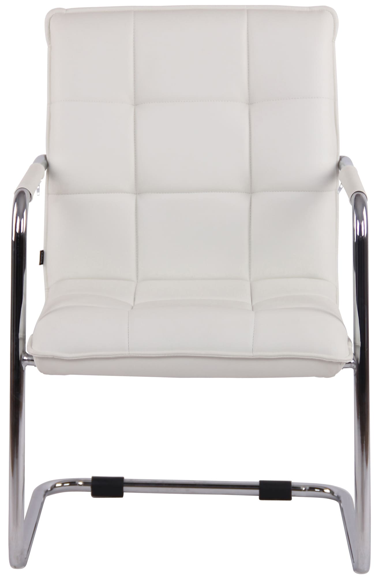 Set di 2 sedie Gandia in ecopelle bianca con struttura cromata, eleganti e moderne per ogni ambiente.