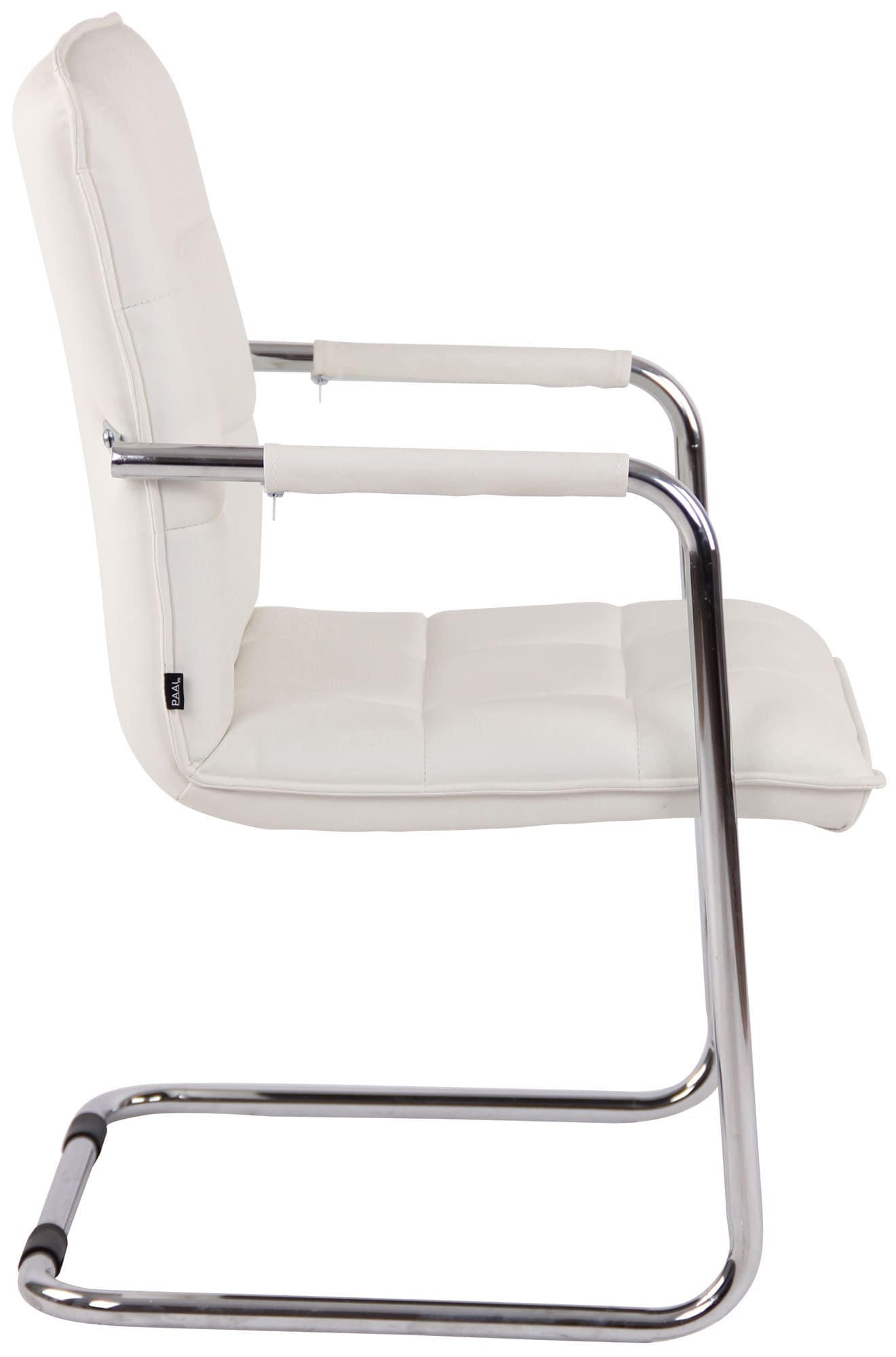 Set di 2 sedie Gandia in ecopelle bianca con struttura cromata, eleganti e moderne per ogni ambiente.