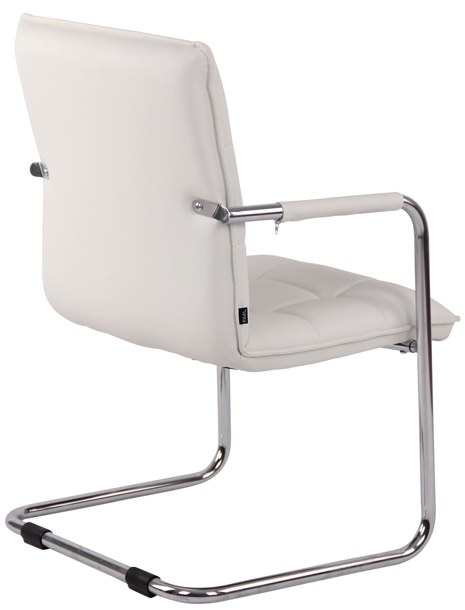 Set di 2 sedie Gandia in ecopelle bianca con struttura cromata, eleganti e moderne per ogni ambiente.