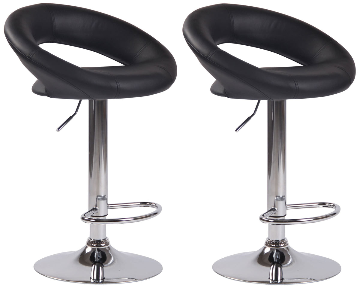 2er Set Barhocker Olinda Kunstleder chrom - schwarz
