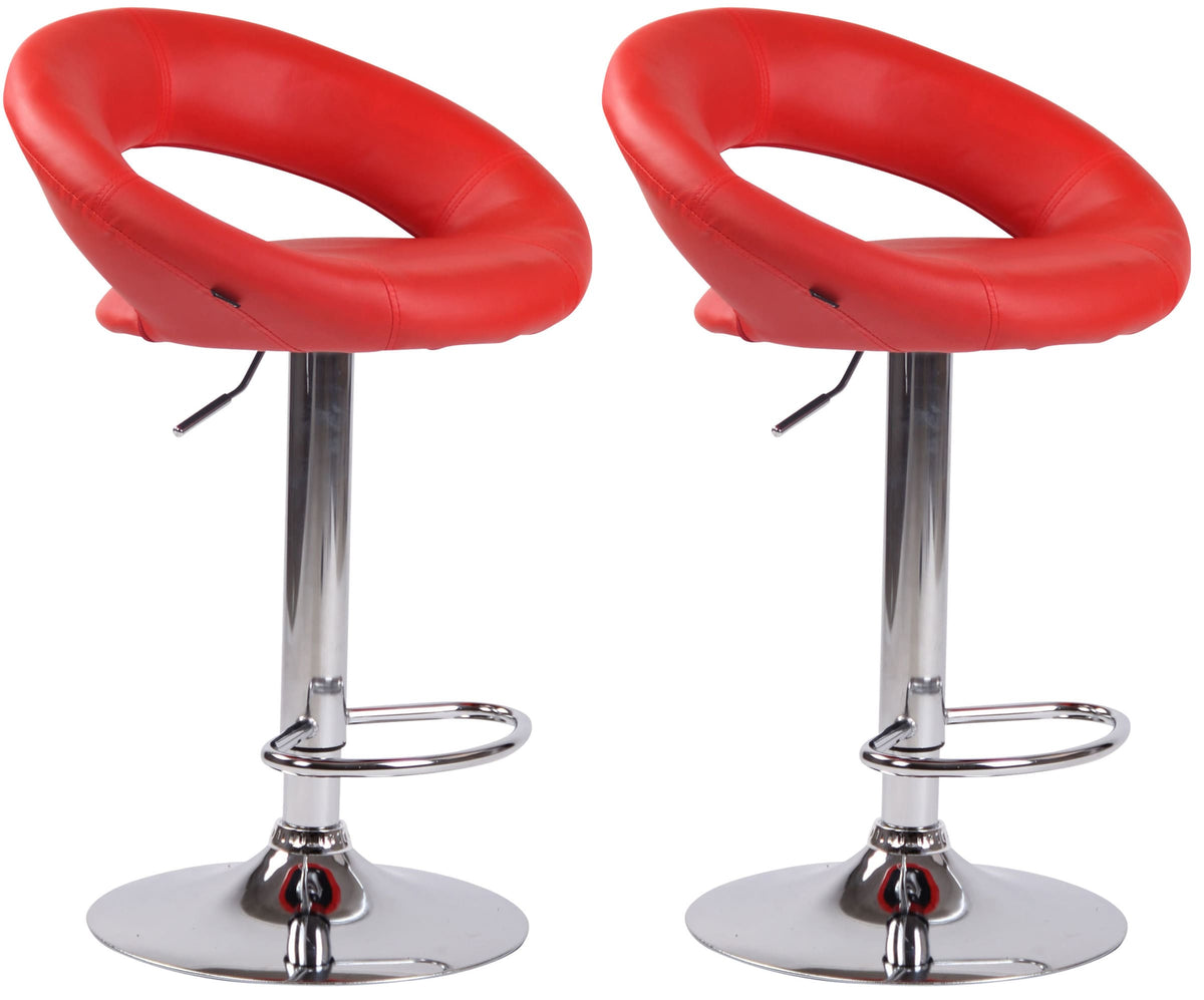 2er Set Barhocker Olinda Kunstleder chrom - rot