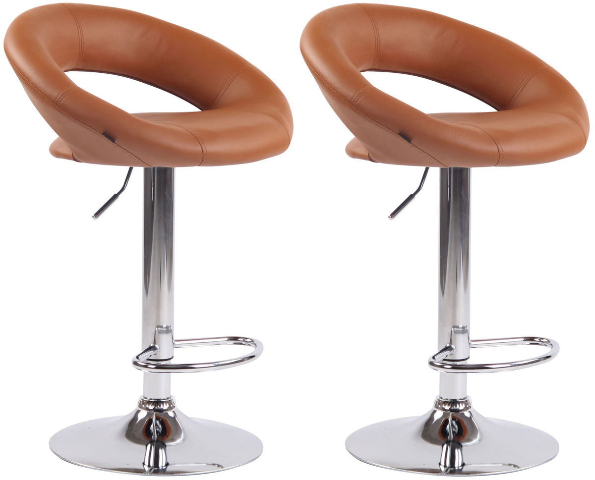 2er Set Barhocker Olinda Kunstleder chrom - hellbraun