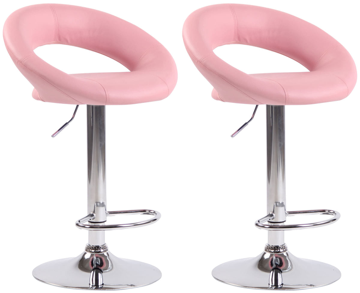 2er Set Barhocker Olinda Kunstleder chrom - pink