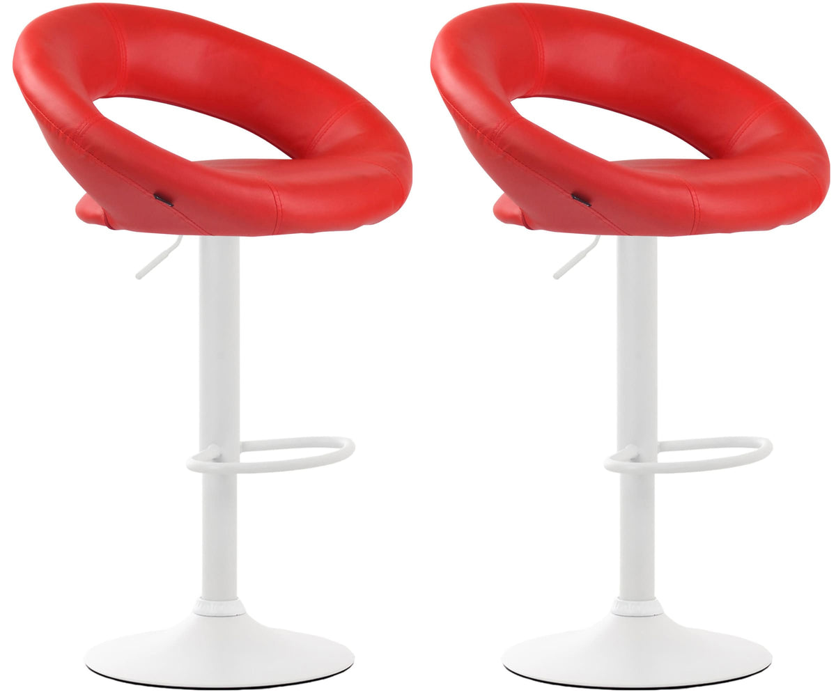 2er Set Barhocker Olinda Kunstleder wei� - rot