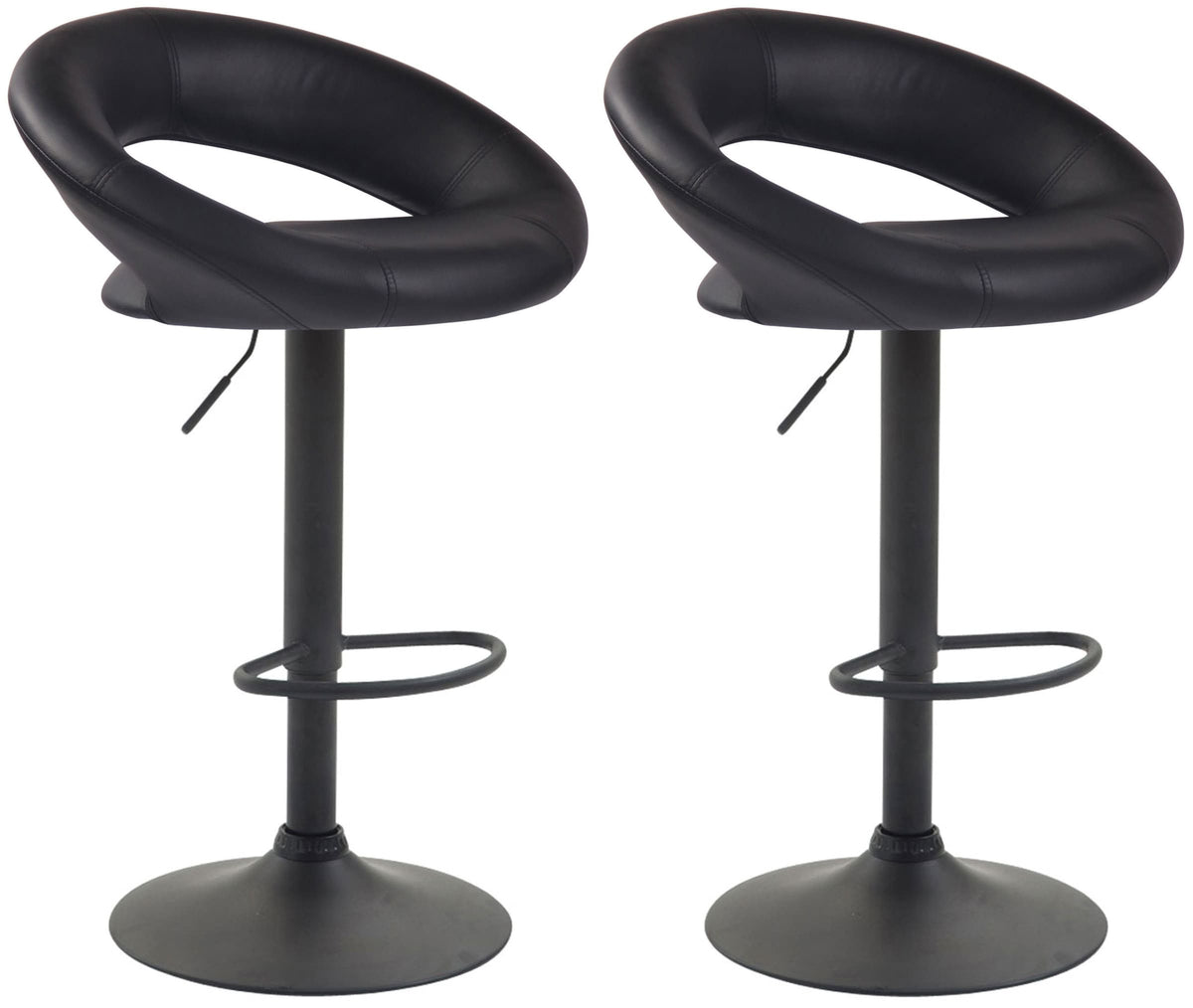2er Set Barhocker Olinda Kunstleder schwarz - schwarz