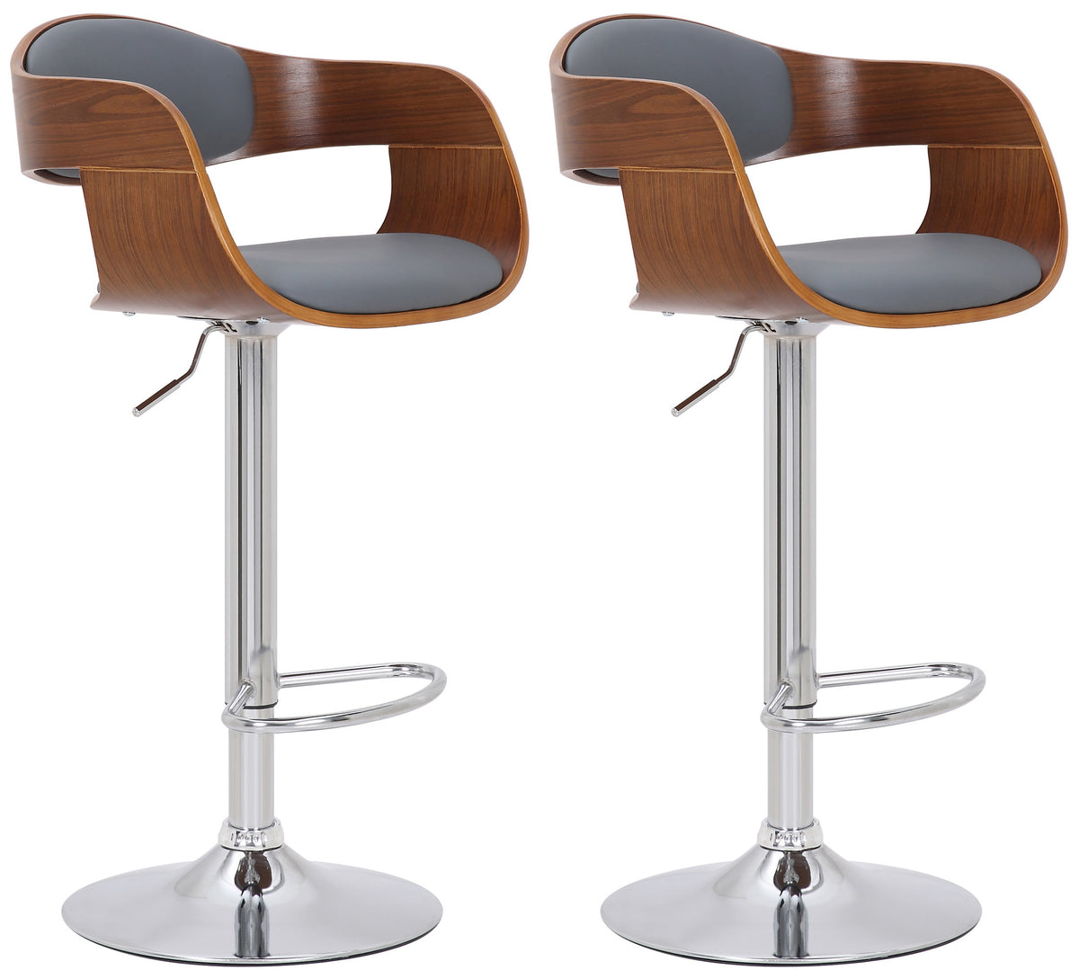 2er Set Barhocker Kingston C Kunstleder - walnuss/grau by Dropshipping-Europe – Barhocker
