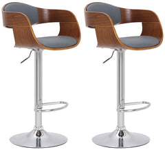 2er Set Barhocker Kingston C Kunstleder - walnuss/grau by Dropshipping-Europe – Barhocker