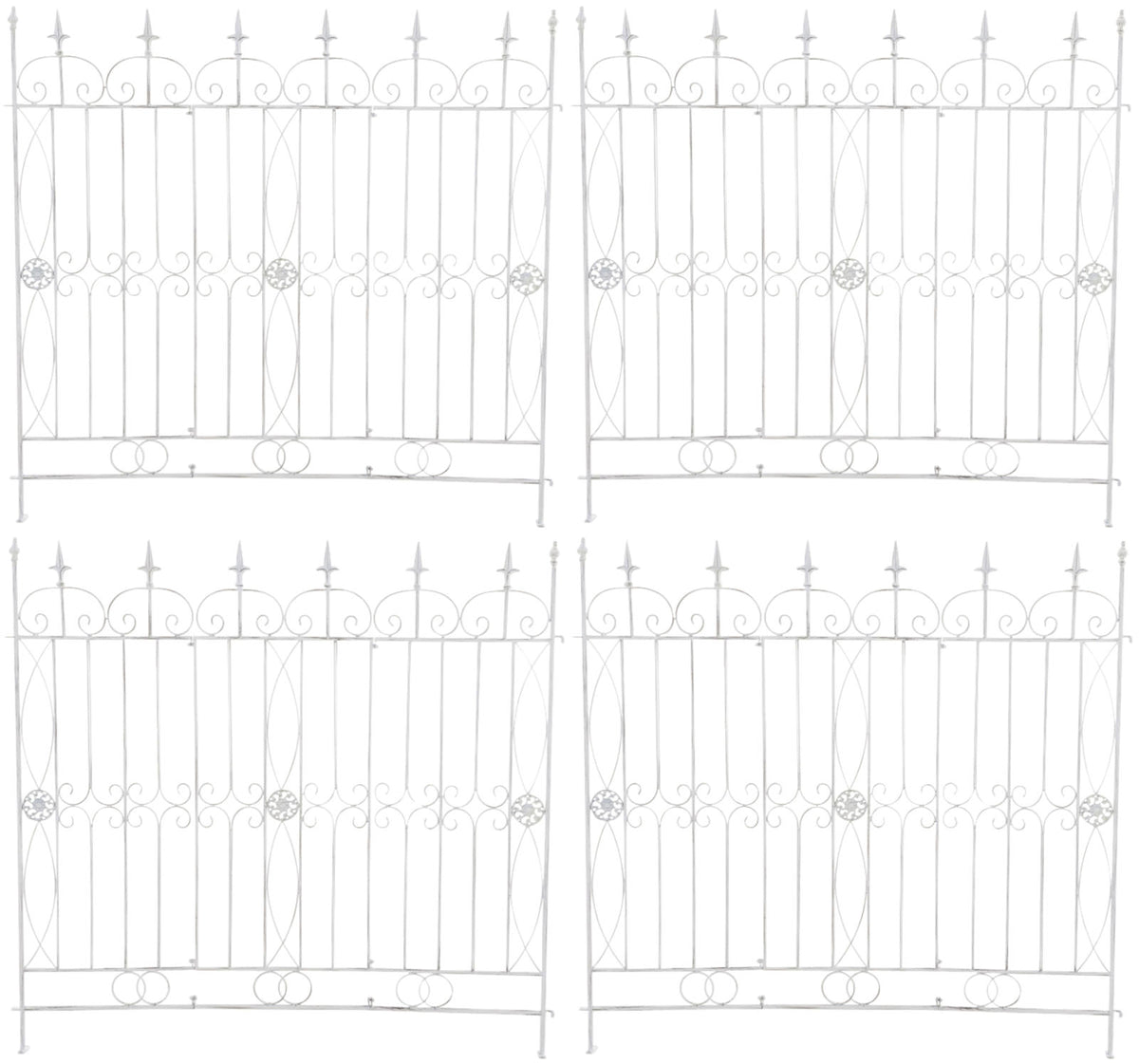 4er Set Gartenz�une Mangold - antik wei�