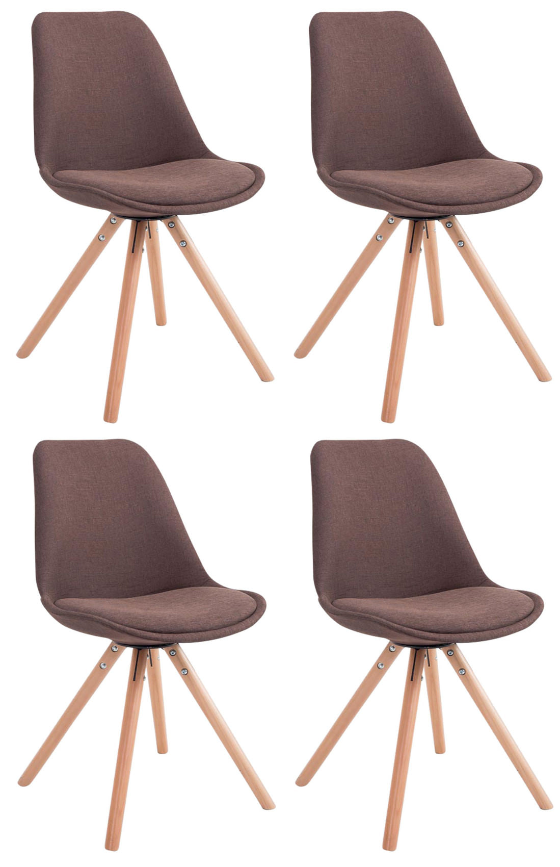 4er Set St�hle Toulouse Stoff Natura Rund - braun