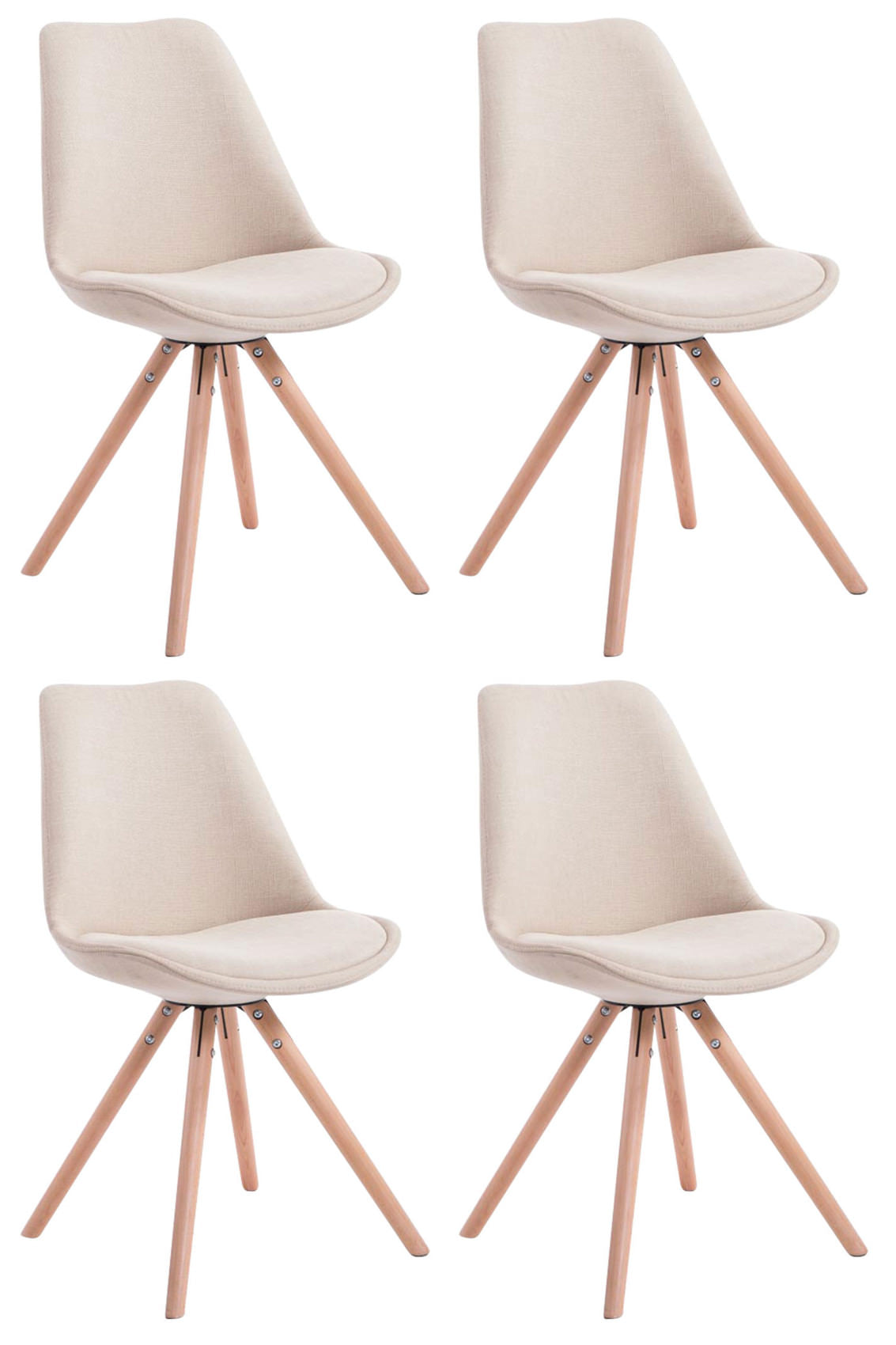 4er Set St�hle Toulouse Stoff Natura Rund - creme