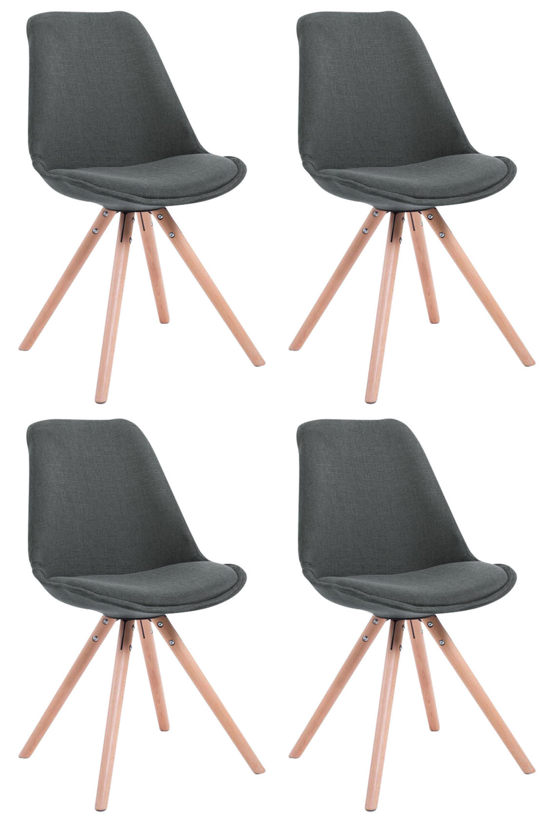 4er Set St�hle Toulouse Stoff Natura Rund - dunkelgrau