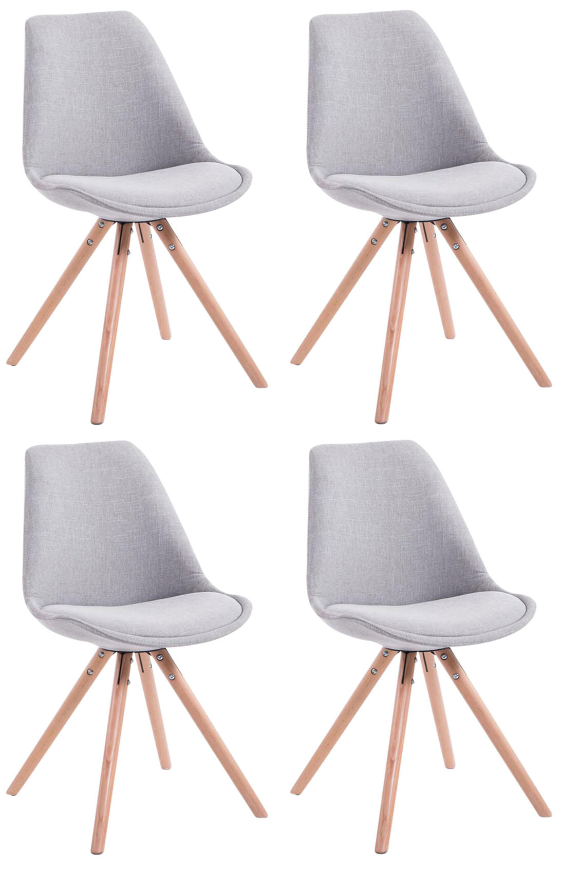 4er Set St�hle Toulouse Stoff Natura Rund - grau