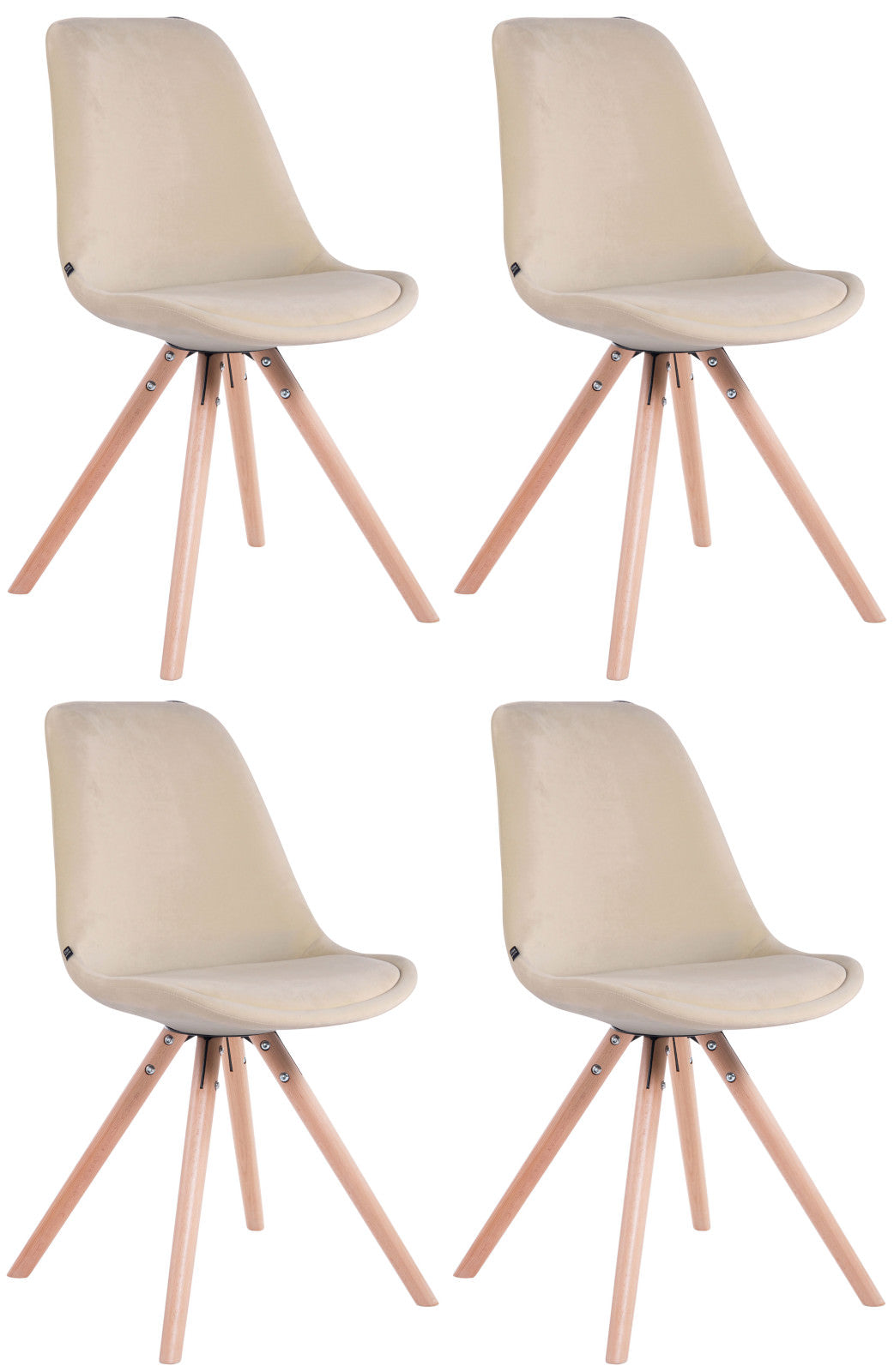 4er Set St�hle Toulouse Samt Rund natura - creme