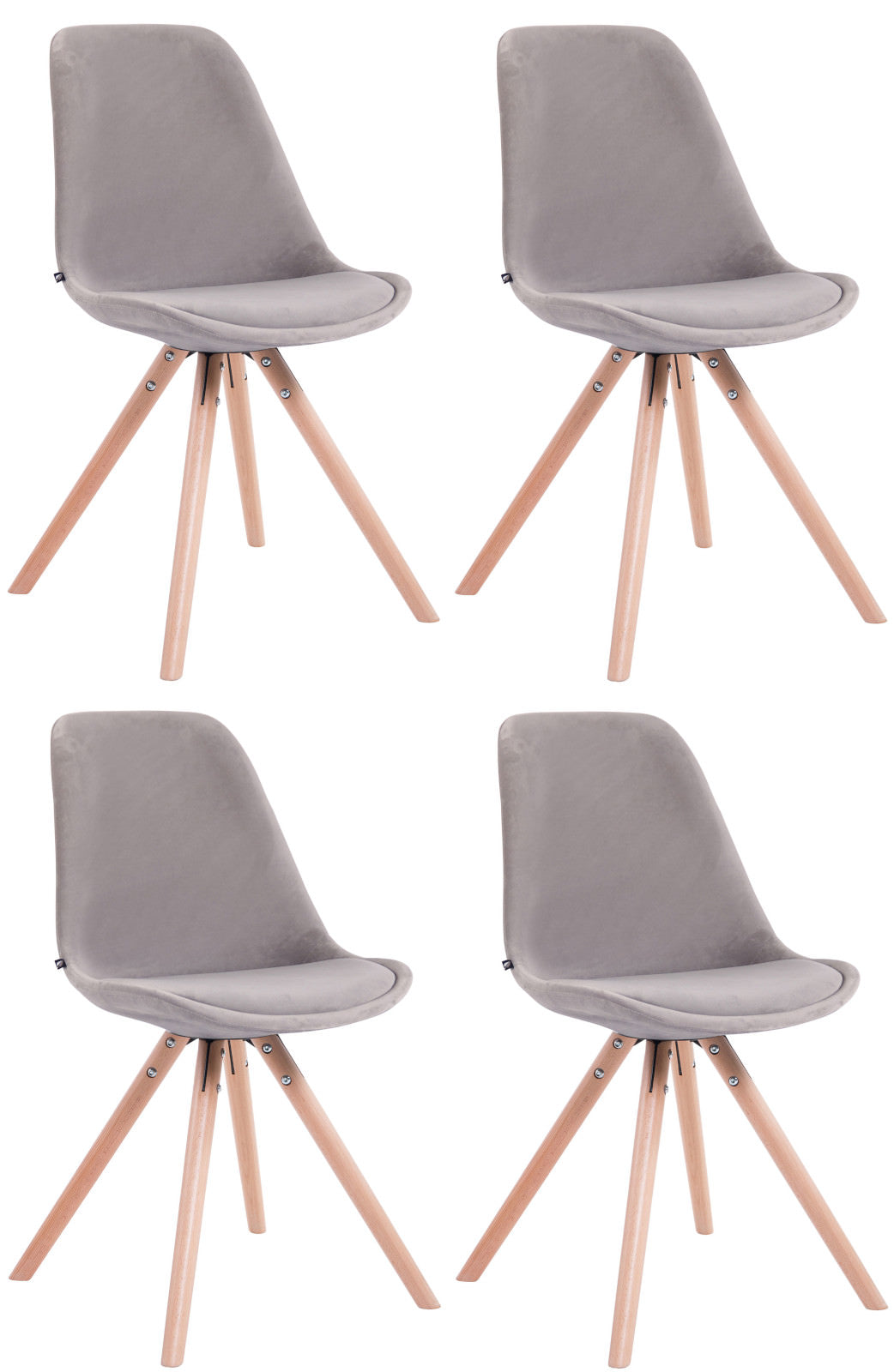 4er Set St�hle Toulouse Samt Rund natura - grau
