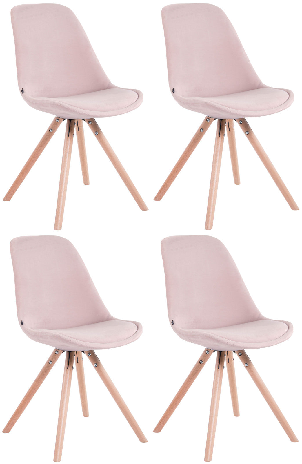 4er Set St�hle Toulouse Samt Rund natura - pink
