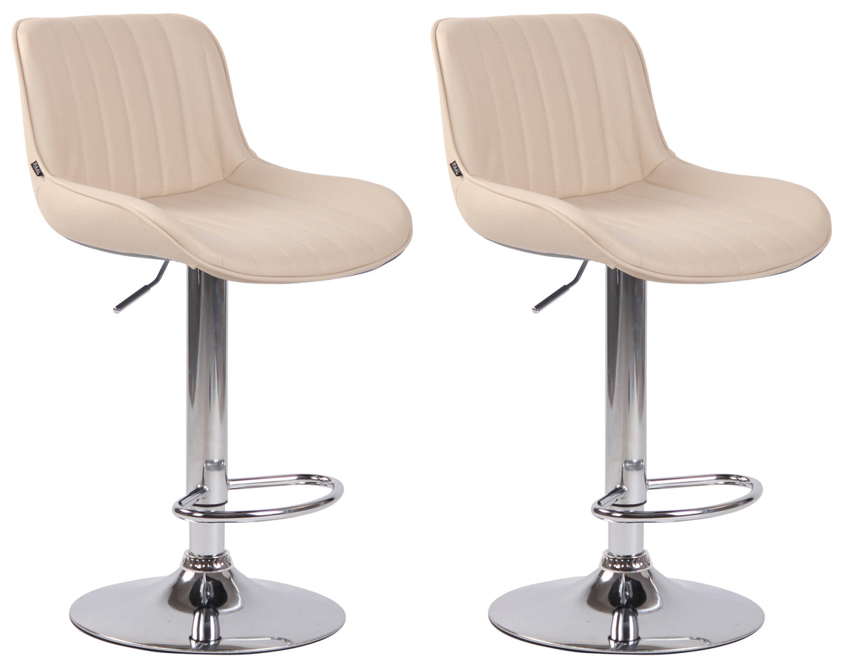 2er Set Barhocker Lentini Kunstleder chrom - creme