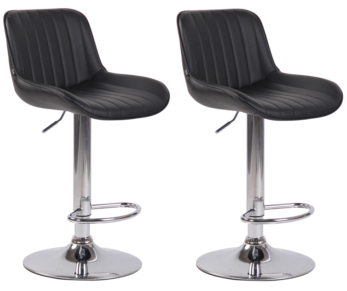 2er Set Barhocker Lentini Kunstleder chrom - schwarz