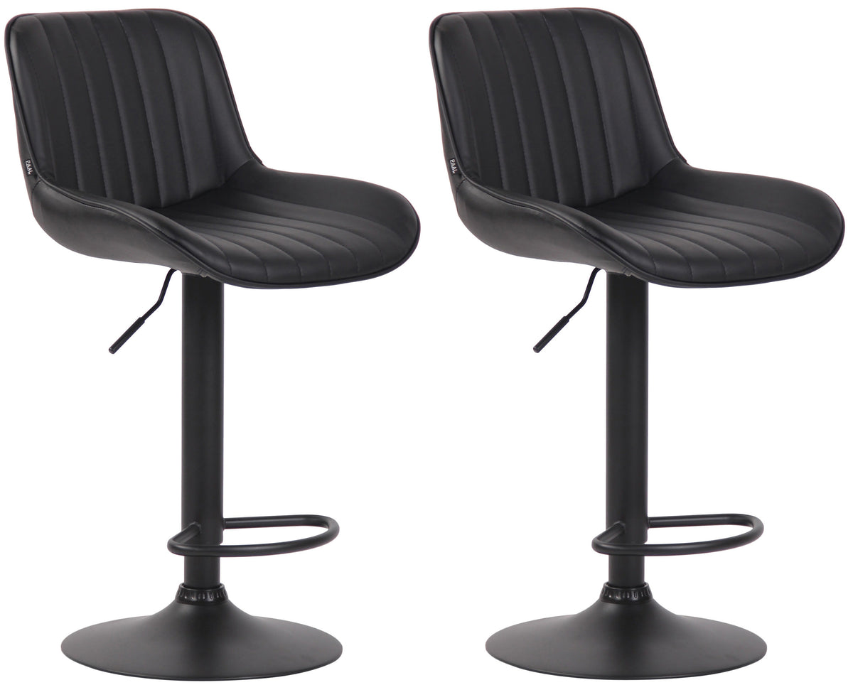 2er Set Barhocker Lentini Kunstleder schwarz - schwarz