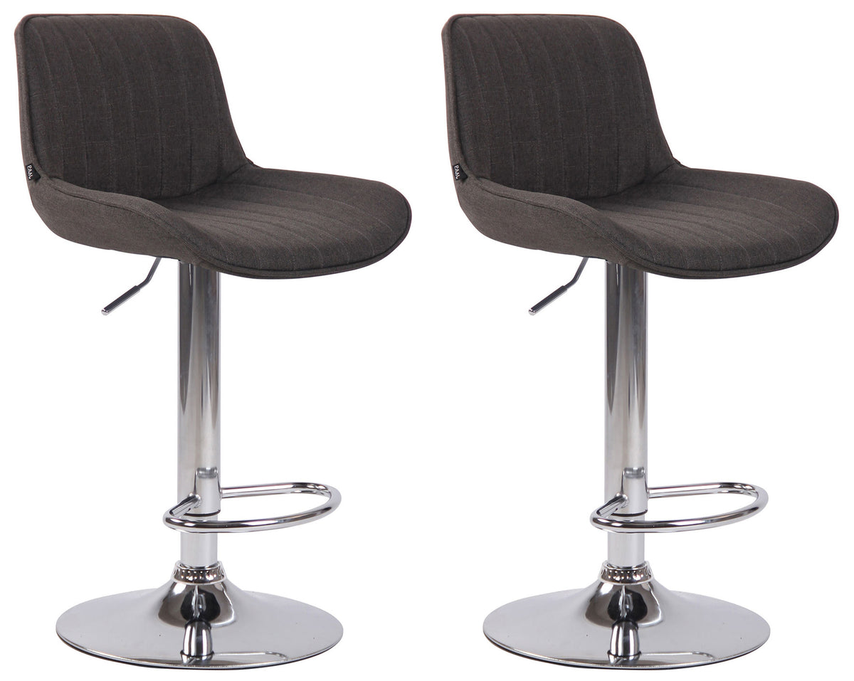 2er Set Barhocker Lentini Stoff chrom - dunkelgrau