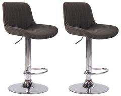 2er Set Barhocker Lentini Stoff chrom - dunkelgrau