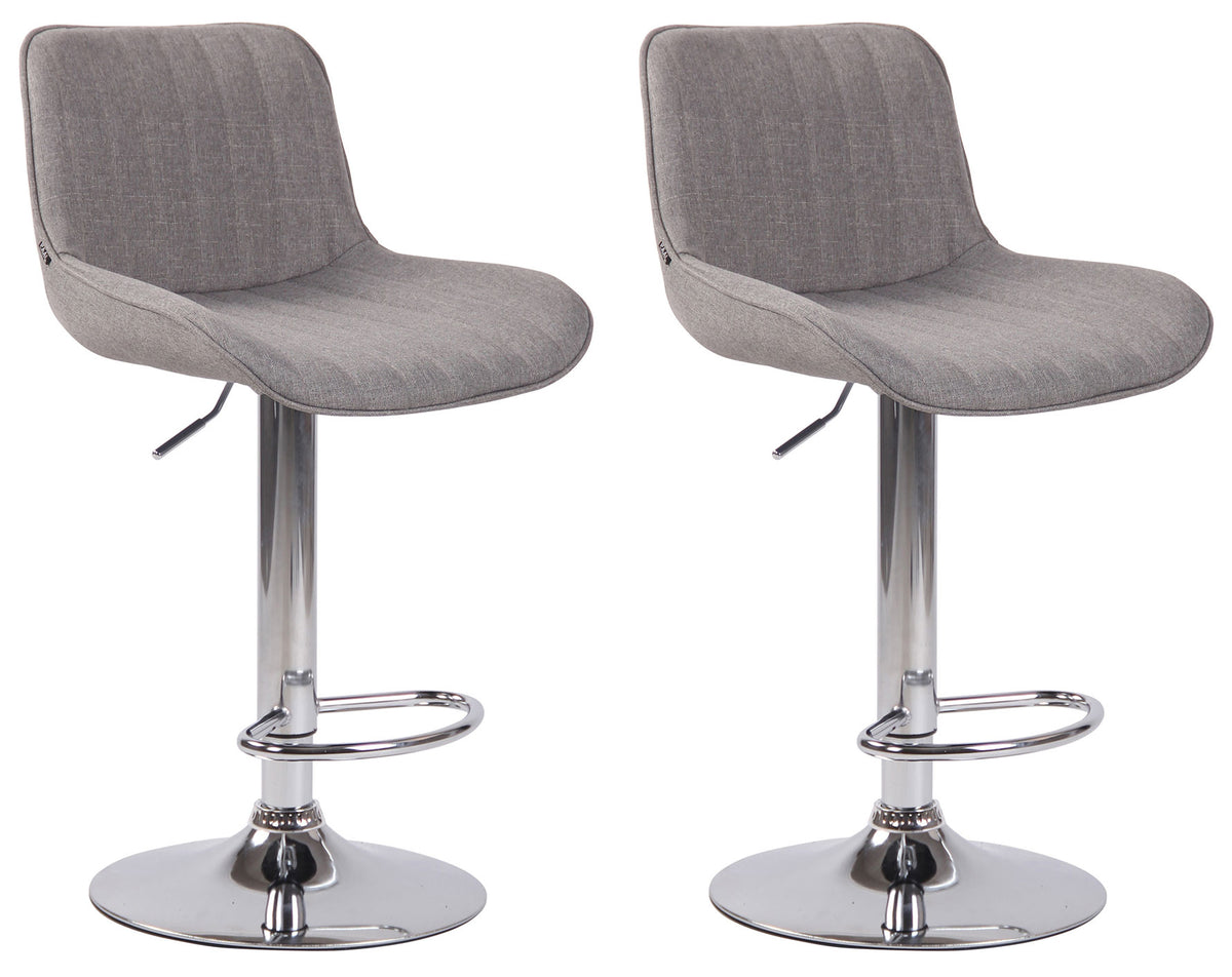 2er Set Barhocker Lentini Stoff chrom - grau