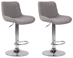 2er Set Barhocker Lentini Stoff chrom - grau