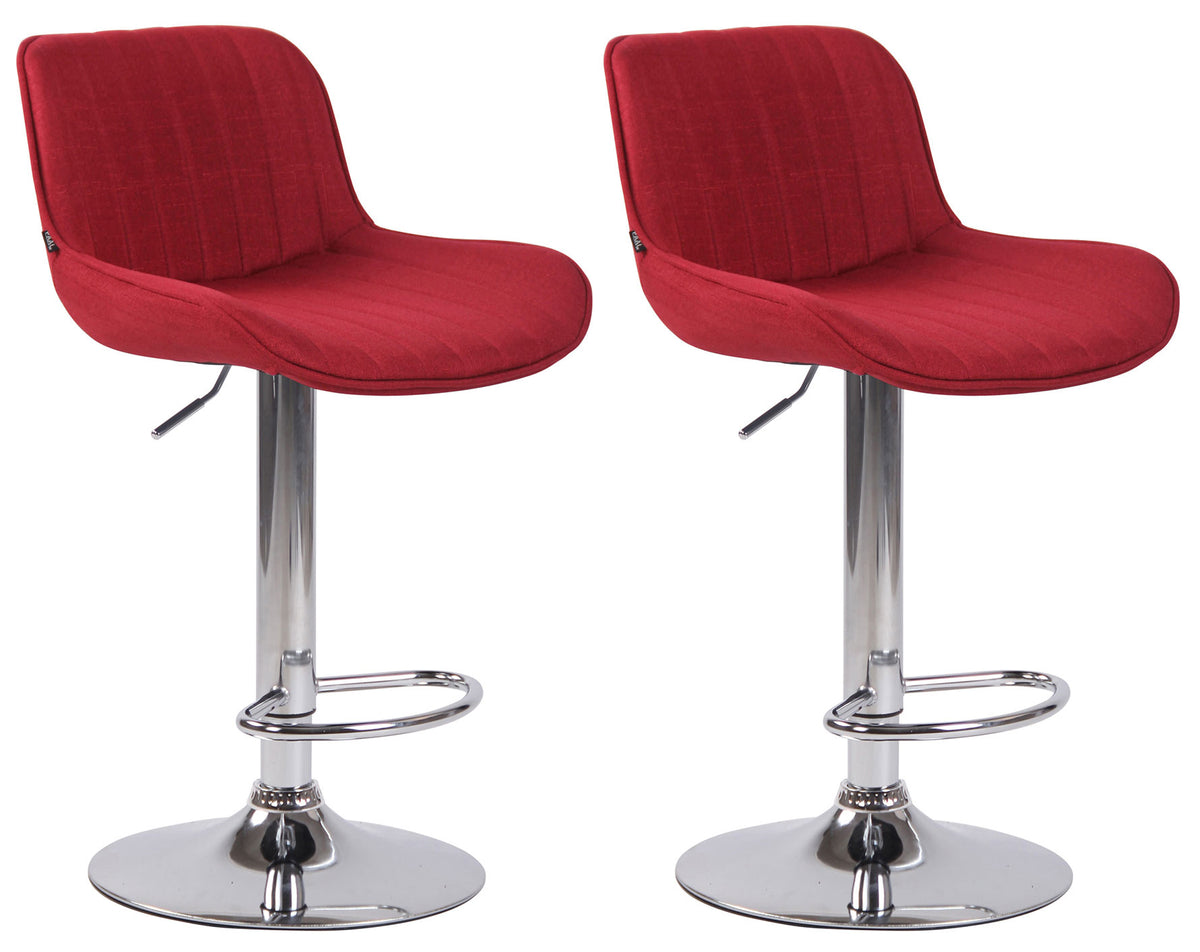 2er Set Barhocker Lentini Stoff chrom - rot