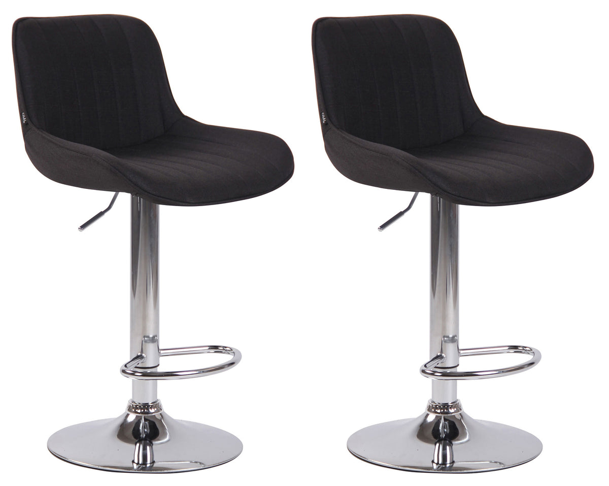 2er Set Barhocker Lentini Stoff chrom - schwarz