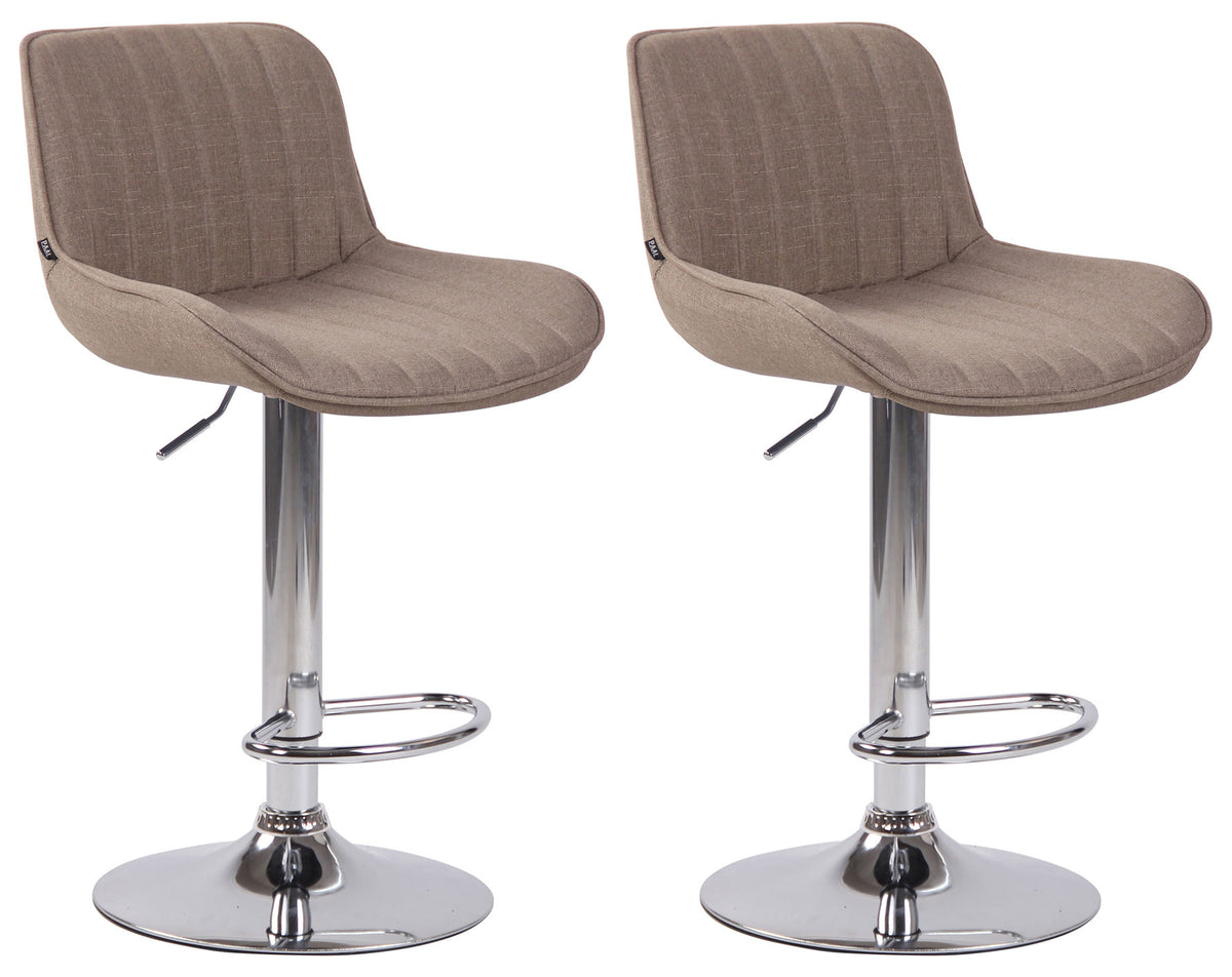 2er Set Barhocker Lentini Stoff chrom - taupe