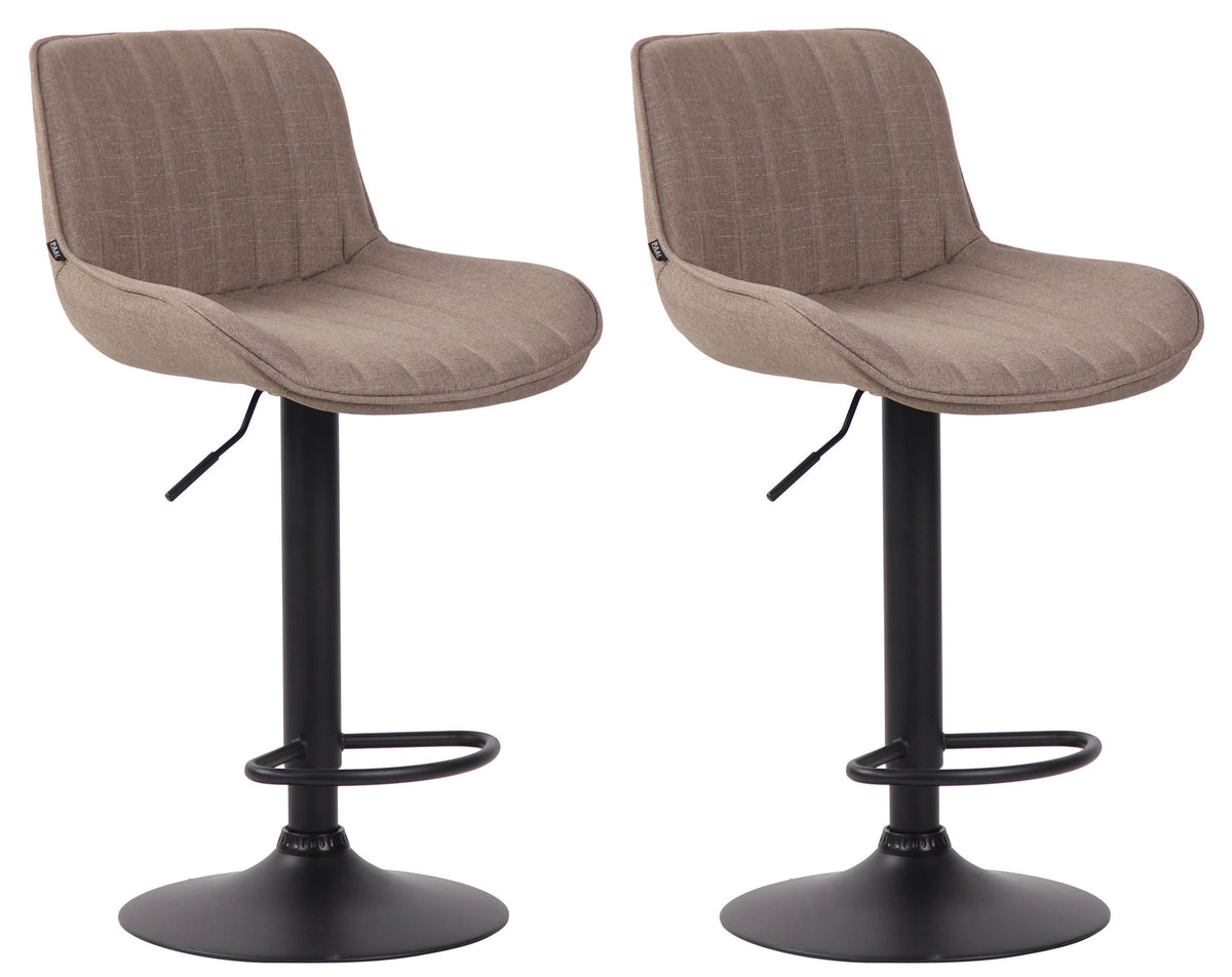 2er Set Barhocker Lentini Stoff schwarz - taupe
