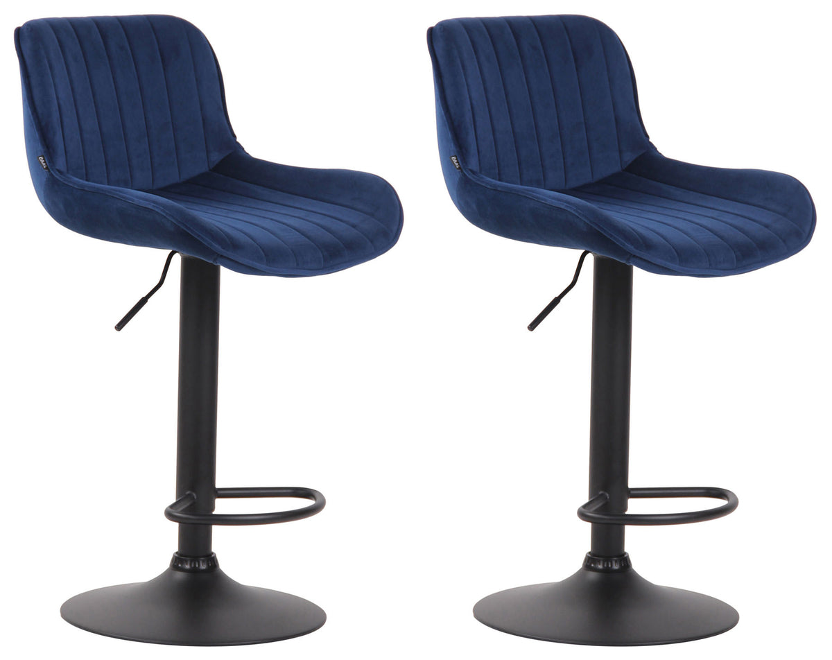 2er Set Barhocker Lentini Samt schwarz - blau