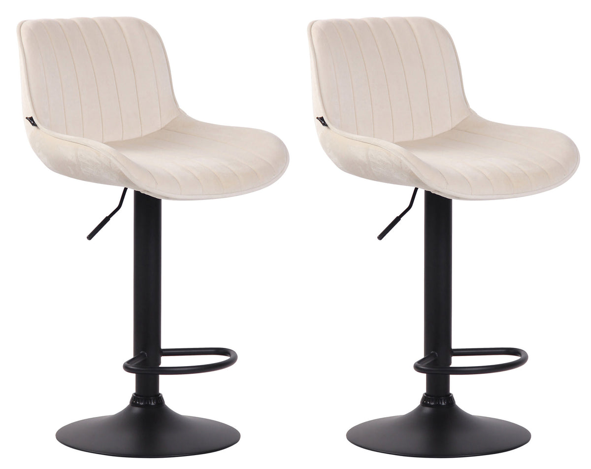 2er Set Barhocker Lentini Samt schwarz - creme